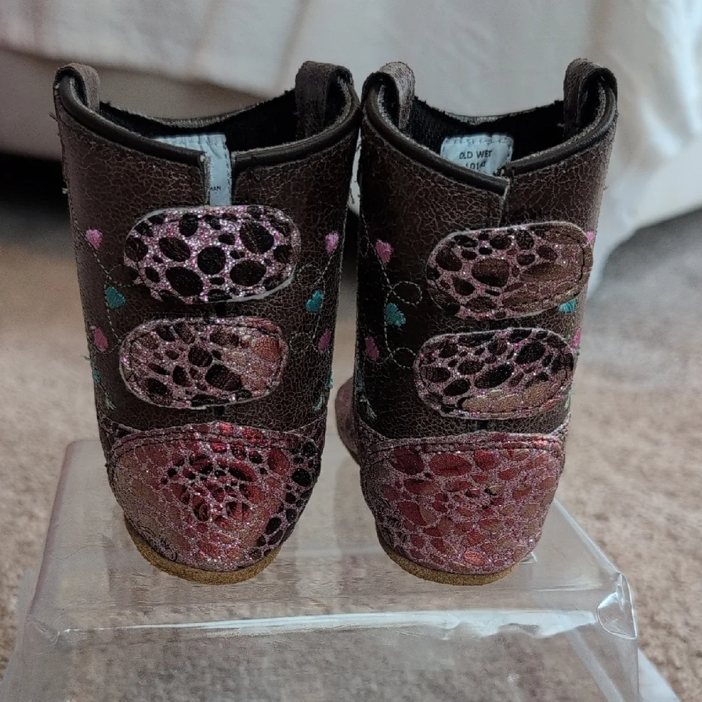 NIB Old West Pink Sparkle Baby Girl Soft Cowboy Boots (Size 3)